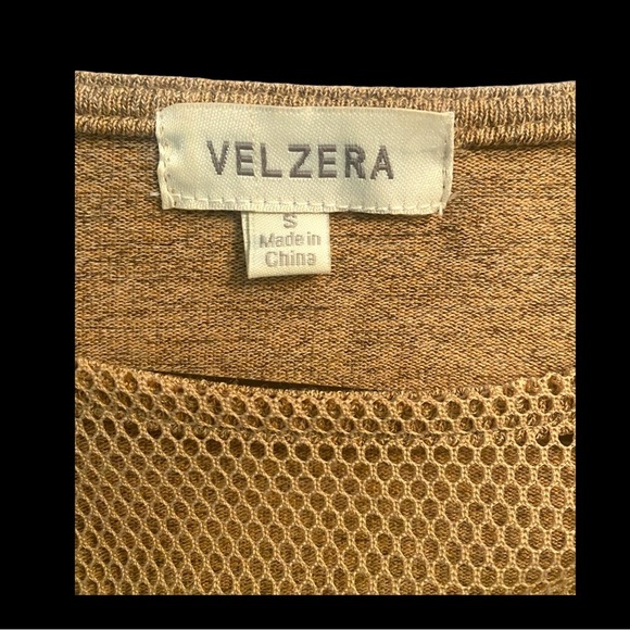 Velzera Boho Western Brown Mesh Fringe Pullover Blouse Shirt Size Small - Picture 4 of 8